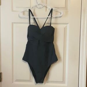 CupShe Women Blue One Piece Cross Back Straps Tummy Control Swimsuit Size M NWT